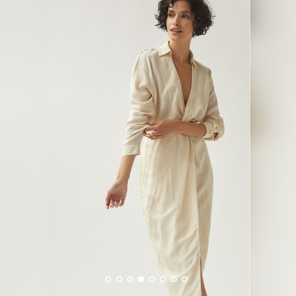 Anthropologie V-neck knot Front Midi Dress - Picture 5 of 13